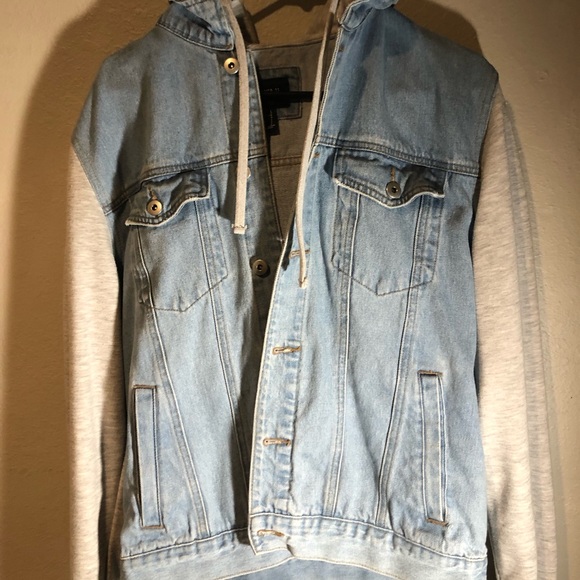 denim jean jacket with hoodie